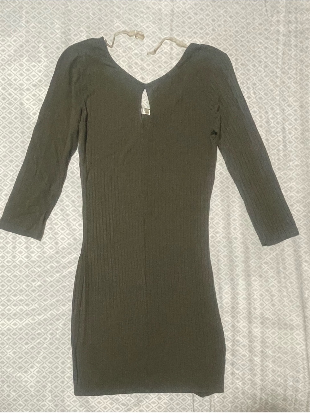 Women’s Olive Ribbed Long Sleeve Bodycon Dress